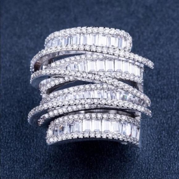 BAGUETTE 6.4 CT DIAMOND 925 STERLING SILVER RING - Picture 6 of 7